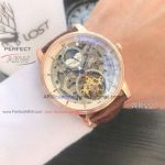 Perfect Replica Patek Philippe Rose Gold Tourbillion Dial Watch